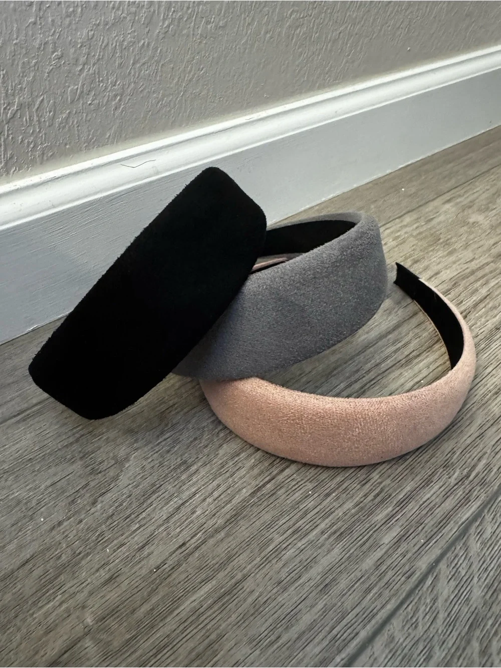 Velvet Headbands - Black, Gray & Blush (3-Pack)